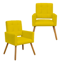 Ver imagem 1 de Conjunto 2 Poltronas Cadeira Estofada Decorativa Camila Suede Amarelo - Incasa Decor
