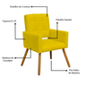 Conjunto 2 Poltronas Cadeira Estofada Decorativa Camila Suede Amarelo - Incasa Decor - 7