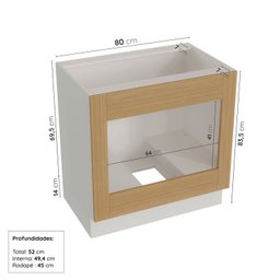 Balcão para Forno de Embutir 80cm sem Tampo Arizona Cabecasa Madeiramadeira - 2