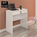Ver imagem 2 de Conjunto 10 Escrivaninhas com Chave Andorinha 1 Gaveta 72cm Branco