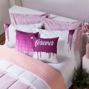 Ver imagem 5 de Kit Edredom Linho Colorful Casal King 5 Peças 100% Poliéster - Rosa