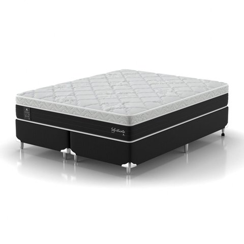Conjunto Cama Box Queen Sofisticato 1,58x1,98x0,65m Montreal Cinza