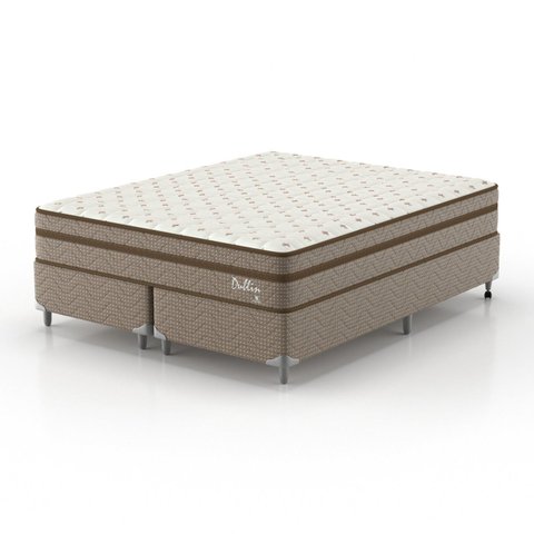 Conjunto Cama Box Queen Dublin 158x198x61cm Montreal Marrom