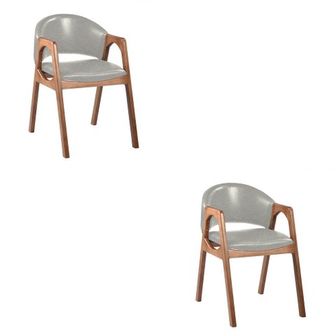 Kit 2 Cadeiras Decorativa Sala de Jantar Luxo Larissa Facto Prata Brilho - Mozzelar