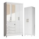 Ver imagem 1 de Guarda Roupa Infantil Sobral com Espelho e Armário Multiuso New Íris Branco Brilho - Moval