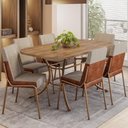 Ver imagem 1 de Conjunto Sala de Jantar 6 Cadeiras Manila Carraro Freijó Areia Rosê
