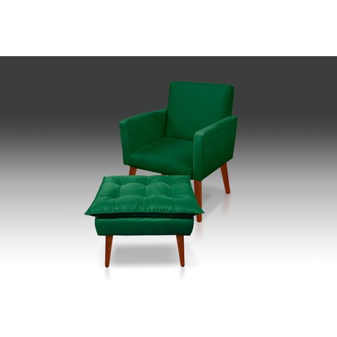 Kit Poltrona Nina com Puff Opala Suede Verde - Pandora Decor - Casa da Poltrona