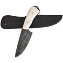 Ver imagem 3 de Faca Edc Artesanal Pequena Coreadeira Forjada em Aço Damasco Cabo Osso D'avila