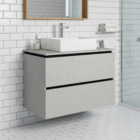 Balcão Gabinete para Banheiro 80 cm 03 Gavetas Urban B06 Argento Preto - Lyam Decor