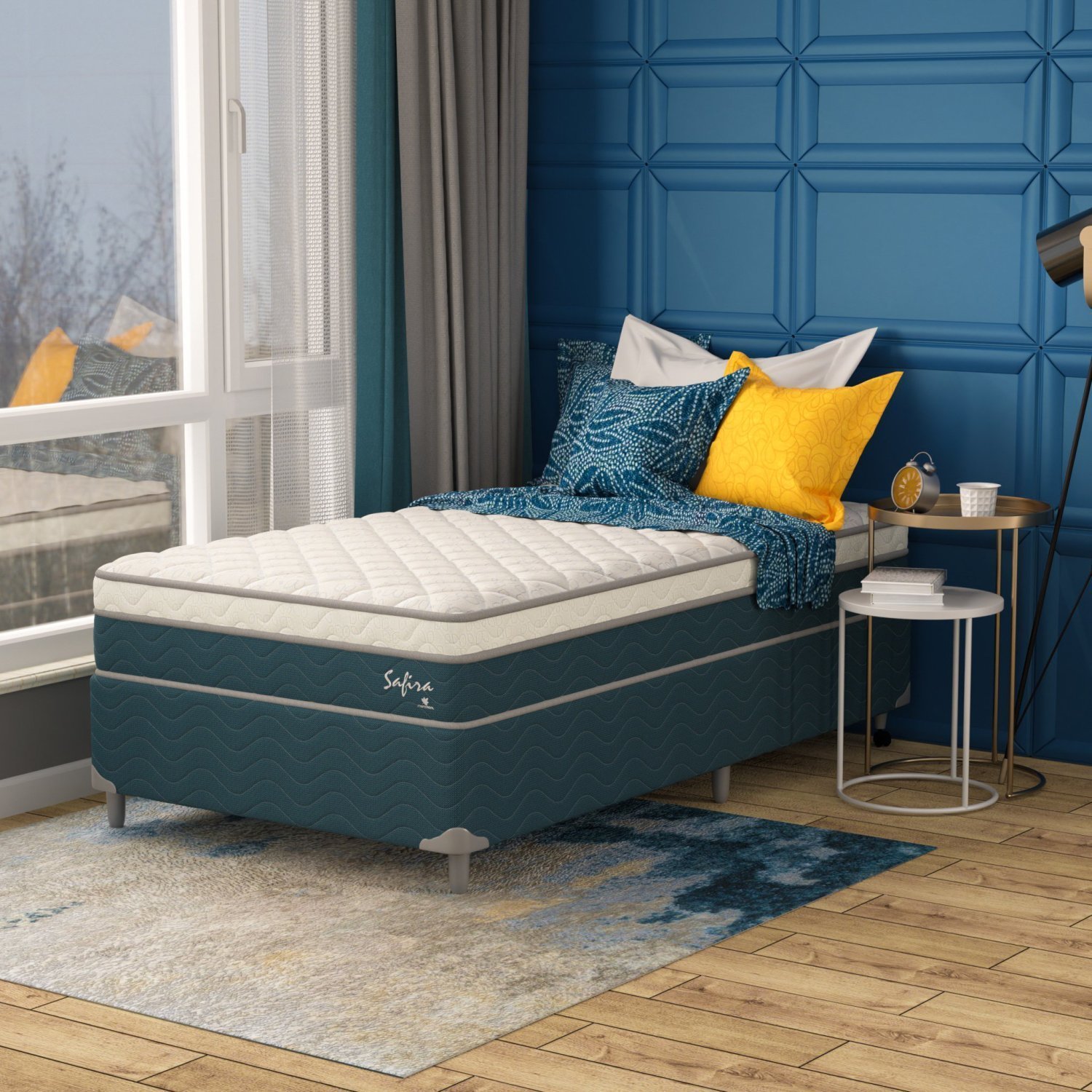 Cama Box Solteirão  Safira Molas Ensacadas 108x198x63 - 5