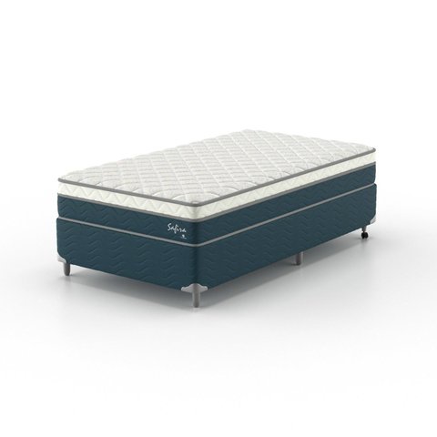 Cama Box Solteirão Safira Molas Ensacadas 108x198x63 Montreal Azul