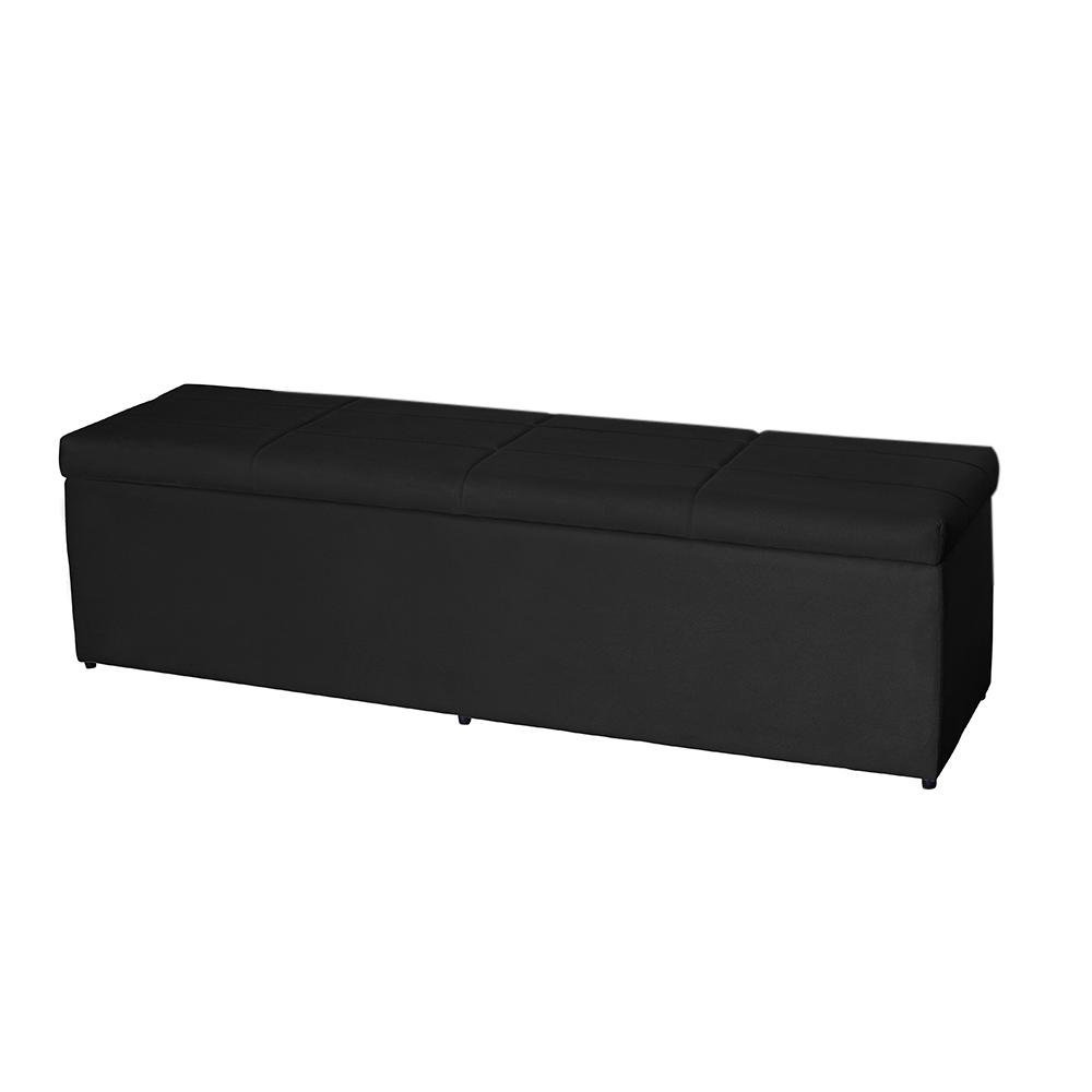 Baú Raissa 138Cm Calçadeira Estofada Suede Preto - 2