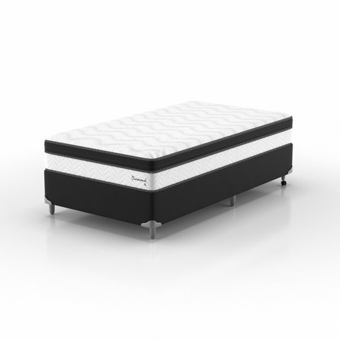 Cama Box Solteirão Diamond Euro Pt 1,08x1,98x0,63 Yescasa