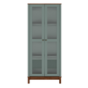 Ver imagem 3 de Cristaleira de Madeira com 2 Portas 3 Prateleiras e Pés Retos - Verde Menta com tampo e base Imbuia