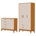Ver imagem 1 de Jogo de Quarto Infantil Flip Guarda Roupa 3 Portas e Cômoda 1 Porta Areia Fosco/savana - Reller Mó