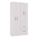 Ver imagem 5 de Cômoda 867 4 Gavetas com Guarda Roupa Solteiro Milão 4 Portas Branco Brilho - Poquema