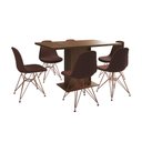 Ver imagem 6 de Mesa Jantar Londres Retangular Amêndoa 137x90cm 6 Cadeiras Estofadas Caramelo Base Cobre
