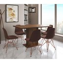 Ver imagem 1 de Mesa Jantar Londres Retangular Amêndoa 137x90cm 6 Cadeiras Estofadas Caramelo Base Cobre