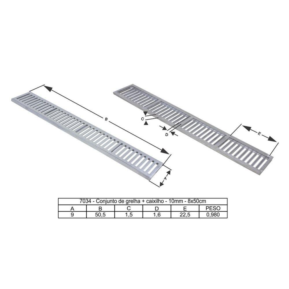 Kit 3 Ralo Grelha Linear Caixilho Alumínio Escovado 8x50cm - 4