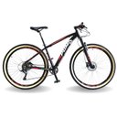 Ver imagem 1 de BICICLETA 29 PUMABIKE LINCE 9V STEEZ, FREIO HID, K7, SUSP TRAVA GUIDÃO, PRETO BRANCO E VERMELHO, 19