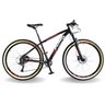 BICICLETA 29 PUMABIKE LINCE 9V STEEZ, FREIO HID, K7, SUSP TRAVA GUIDÃO, PRETO BRANCO E VERMELHO, 19 - 1
