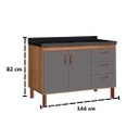 Ver imagem 5 de Gabinete de Cozinha 144cm com 2 Portas e 3 Gavetas Balcão:Avelato/Cinza