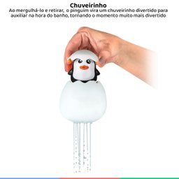 Brinquedo de Banho Infantil Para Bebê +6 Meses Bichinho de Banho Com Esguicho Chuveirinho Pinguim - 2