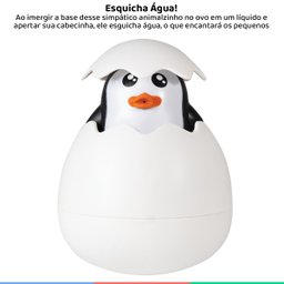 Brinquedo de Banho Infantil Para Bebê +6 Meses Bichinho de Banho Com Esguicho Chuveirinho Pinguim - 3
