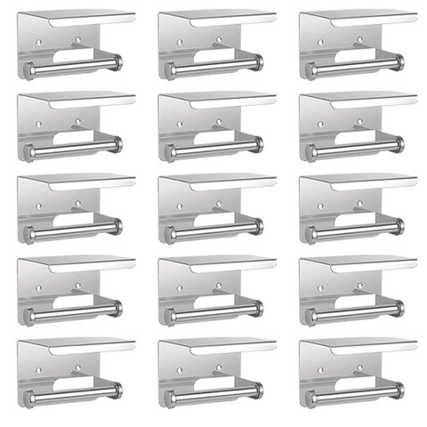 Suporte Papel Higienico Kit 15 Uni Inox Banheiro Lavabo Prateleira Apoio Celular Porta Objeto Multiu