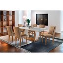 Ver imagem 1 de Mesa Sala Jantar C/ Tampo Madeirado C/ Vidro Canto Reto 180cm + 6 Cadeiras Jade Imbuia/ow/chocolate