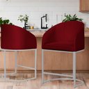 Ver imagem 2 de Kit 02 Banco Banqueta Poltrona Mia Base Metal Branca Veludo Cor:vermelho