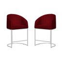 Ver imagem 1 de Kit 02 Banco Banqueta Poltrona Mia Base Metal Branca Veludo Cor:vermelho