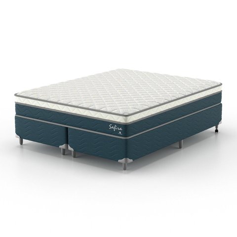 Cama Box Super King Safira Molas Ensacadas 193x203x63 Montreal Azul