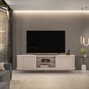 Ver imagem 3 de Rack com Painel Lotus para Tv até 75 Polegadas 2 Portas Ripado Led Off White
