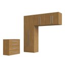Ver imagem 2 de Quarto Modulado Casal 100% MDF 3 Peças 6 Portas Cômoda 4 Gavetas Integrato Freijó