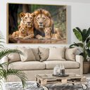 Ver imagem 1 de Quadro Decorativo Retrato Família Leão Leoa com Dois Filhotes Sala Quarto Casa Escritório