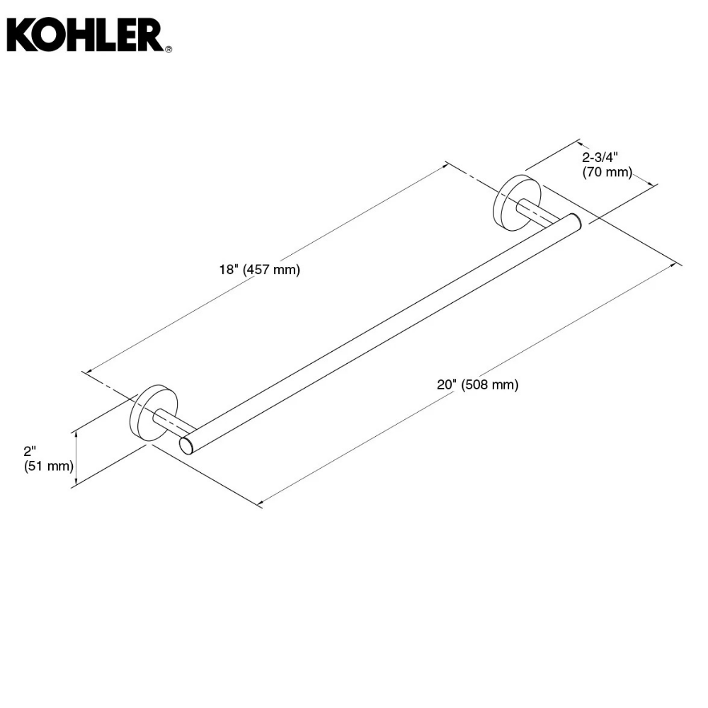 Porta Toalha Barra 457mm Cromado Elate Kohler 27286br-cp - 4