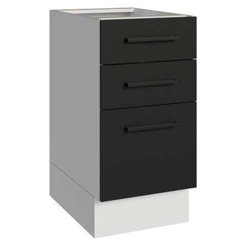 Balcão Agata 3 Gavetas MDP 40cm Branco e Preto Madesa
