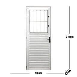 Porta Social Palheta de Alumínio 210 X 90cm Linha 25 Lado Direito Esquadrias Bergamo - 4