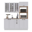 Ver imagem 2 de Cozinha Modulada 3 Peças 1 Torre Quente 1 Balcão sem Tampo 1 Aéreo 100% MDF com Vidro Rodapé Bari