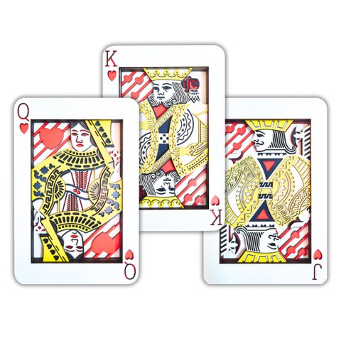 Conjunto de Quadros Carta de Baralho, Rei Dama Valete 30cm