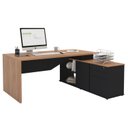 Ver imagem 4 de Escrivaninha Mesa Escritório Diretor em L Spring 3 Gavetas 1 Porta 180cm Yescasa Preto e Itapuã Marr