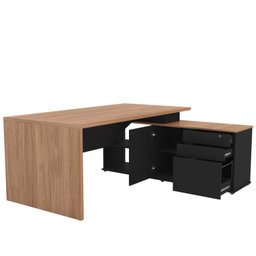Mesa para Escritório Diretor em L 3 Gavetas 1 Porta Spring Yescasa - 2