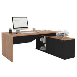 Mesa para Escritório Diretor em L 3 Gavetas 1 Porta Spring Yescasa - 4