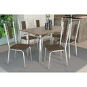 Ver imagem 1 de Conjunto: Mesa de Cozinha Elba Tampo Madeirado C/ Vidro 120cm e 6 Cadeiras Florença Cromada/freijo