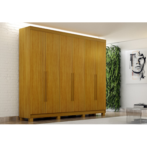 Guarda Roupa Casal 6 Portas 2 Gavetas com Pés 200cm Madri Cinamomo - CHF Móveis