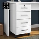 Ver imagem 1 de Kit 5 Gaveteiros 4 Gavetas com Rodízios e Chave Gávea Office