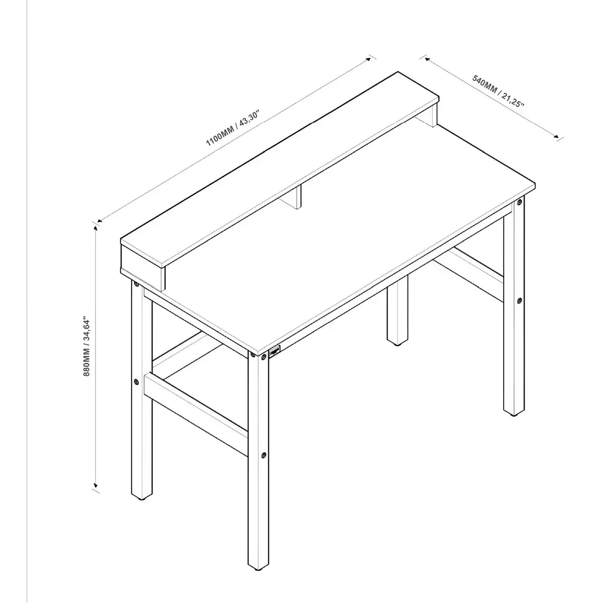 Escrivaninha Madeira 110 Cm para Estudo Home Office:nature - 4