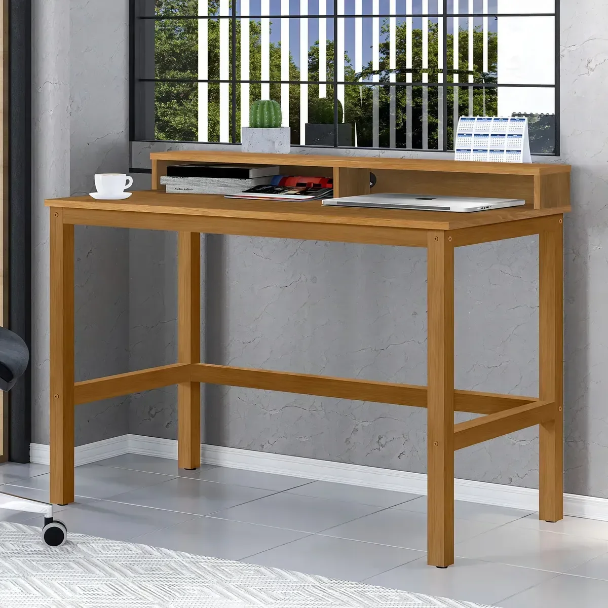 Escrivaninha Madeira 110 Cm para Estudo Home Office:nature - 2