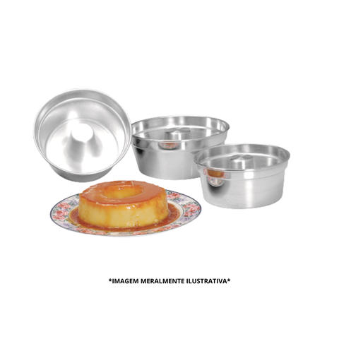Jogo Formas/assadeiras Pudim N°16,18 e 20 Alumínio 3 Pçs